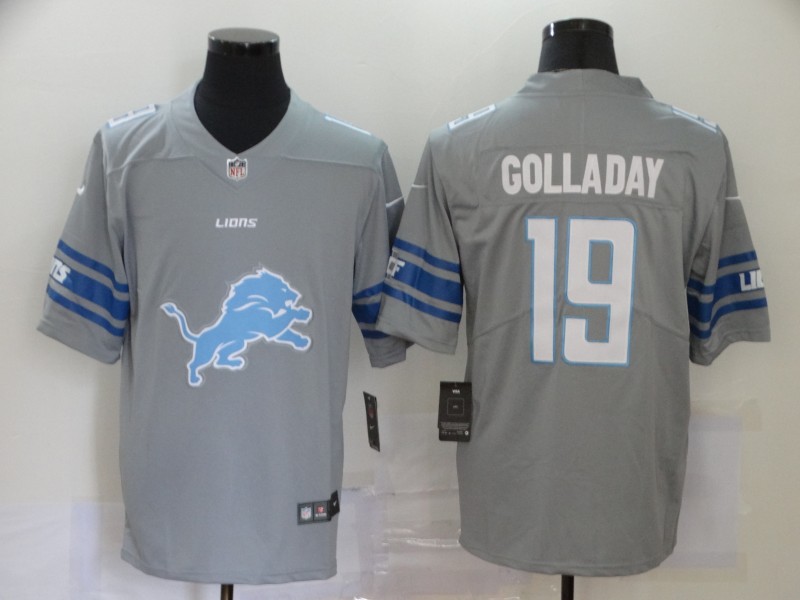 Men Detroit Lions #19 Golladay Grey logo Nike Vapor Untouchable Limited Player NFL Jerseys->detroit lions->NFL Jersey